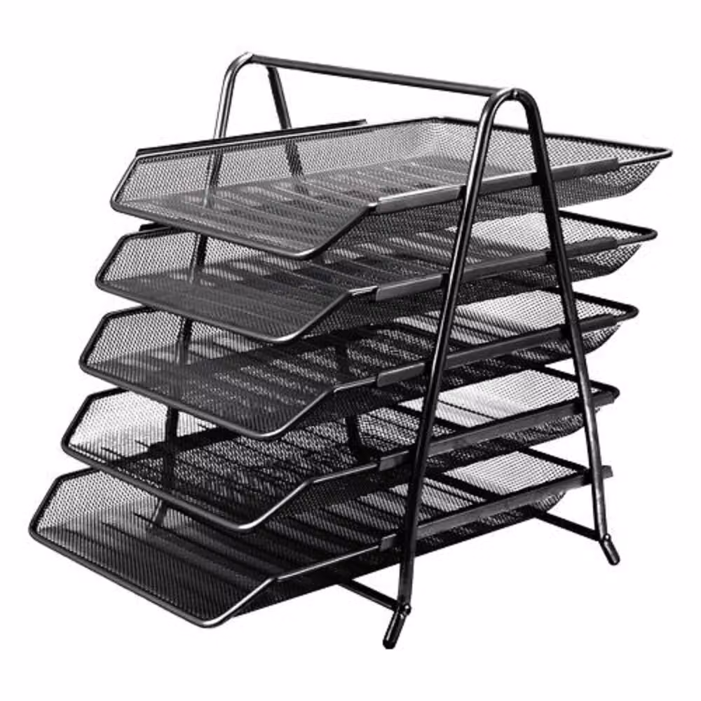 Portafili con 5 cassetti, nero