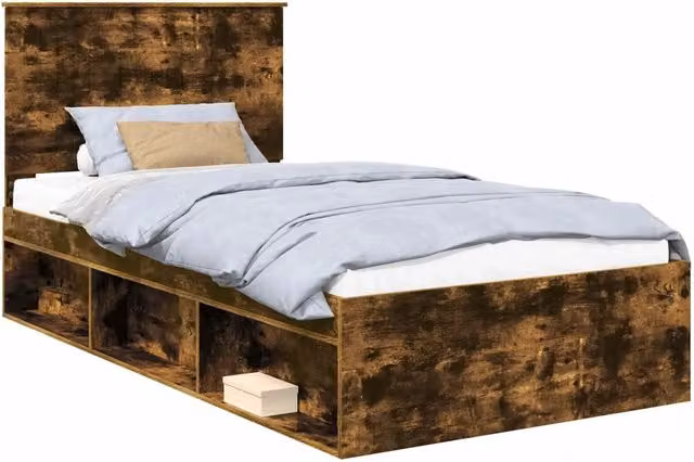 Letto singolo | Letto per adulti | Struttura del letto Rovere fum¨¦ 100 x 200 cm Pino massello