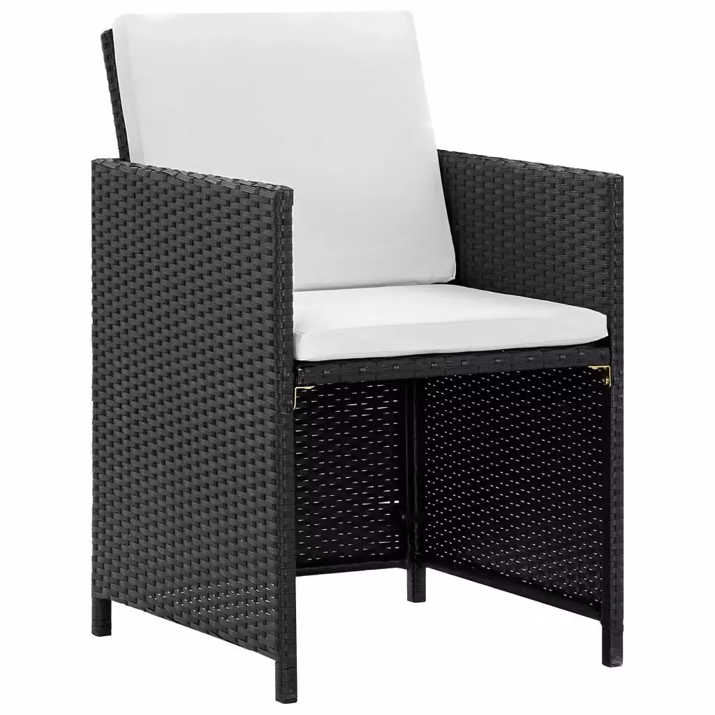 Set da pranzo da giardino vidaXL in polyrattan nero e bianco con tavolo in vetro, 13 pezzi – 2