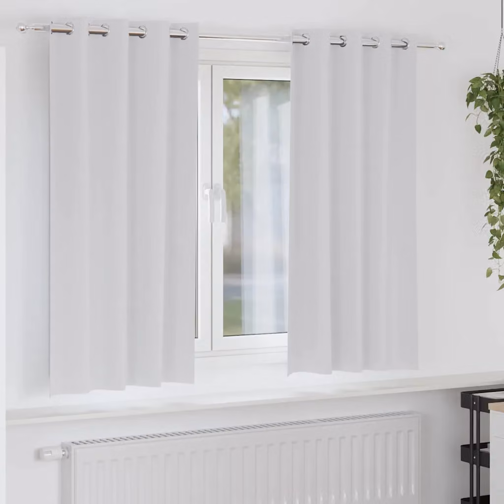 Set di 2 tende blackout vidaXL con anelli in poliestere, colore grigio, L: 175 cm x H: 140 cm