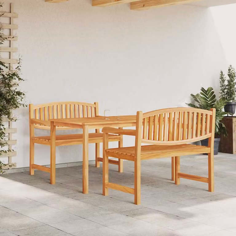 Set da pranzo per giardino vidaXL in legno di teak marrone composto da 3 pezzi
