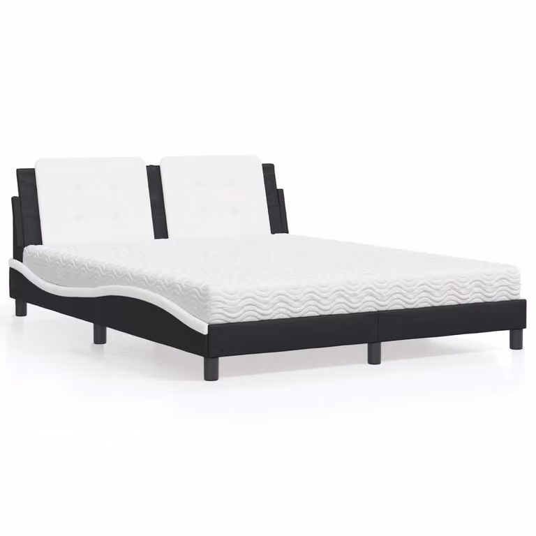 Letto con Materasso Zadar vidaXL in Similpelle Nero e Bianco L/P/H: 160 x 200 cm