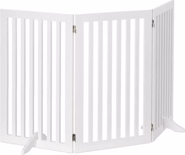 Cancello di protezione regolabile per animali 91,5 x 51 x 2 cm stabilizzazione interna stile pulito in MDF bianco 13_0007506