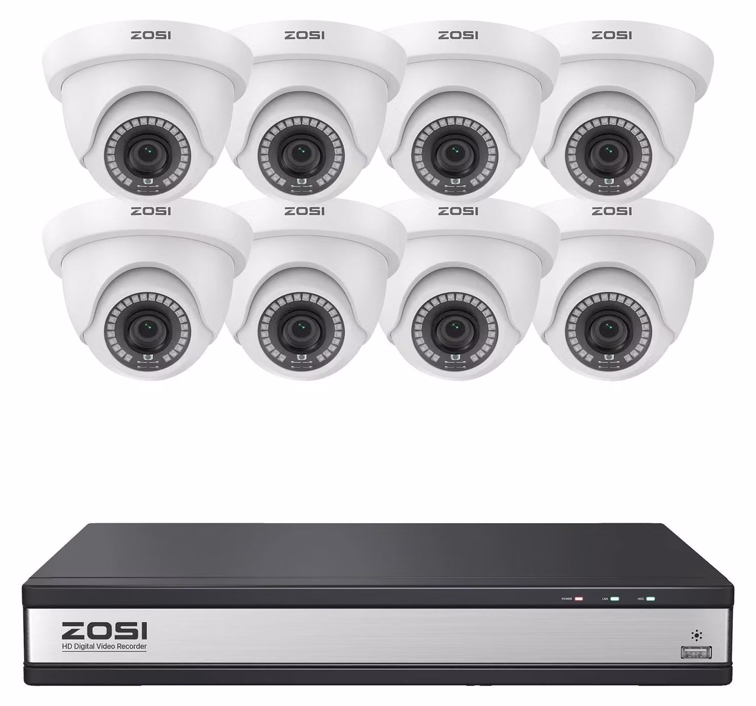 Sistema di telecamere di sicurezza, riconoscimento tramite intelligenza artificiale, risoluzione 1080p, DVR a 16 canali con 8 telecamere, senza fili