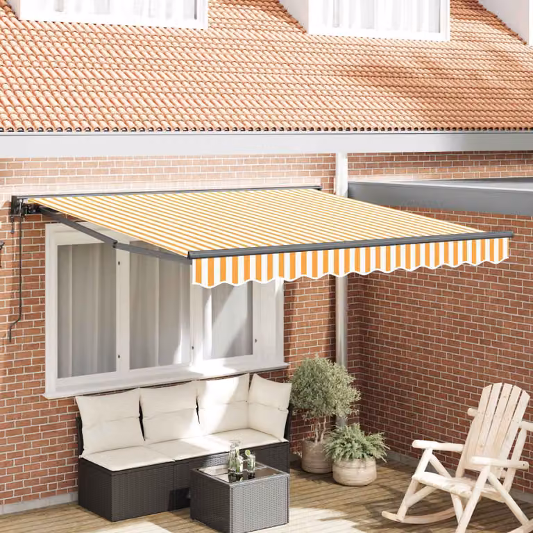 Struttura tenda da sole vidaXL in alluminio e poliestere, Giallo e Bianco, L: 300 cm