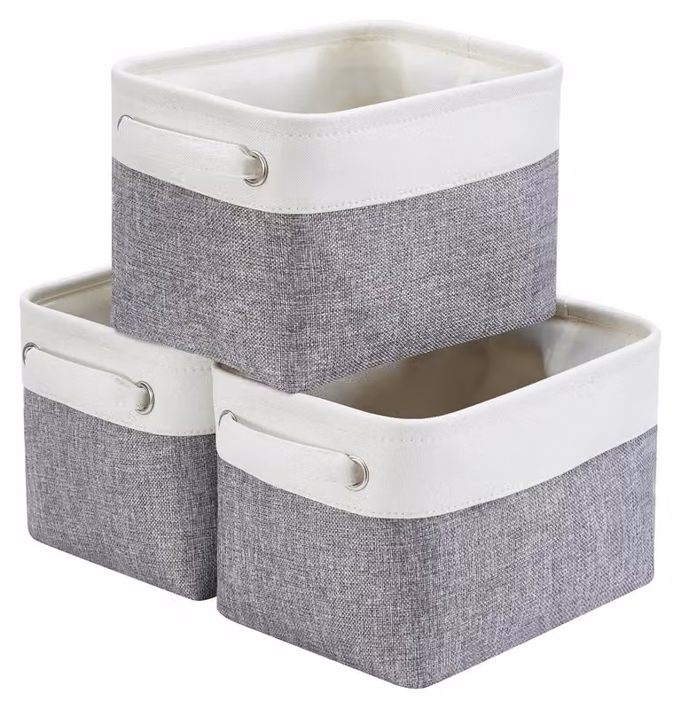 Omgoods - Set di 3 scatole pieghevoli in tela con maniglie