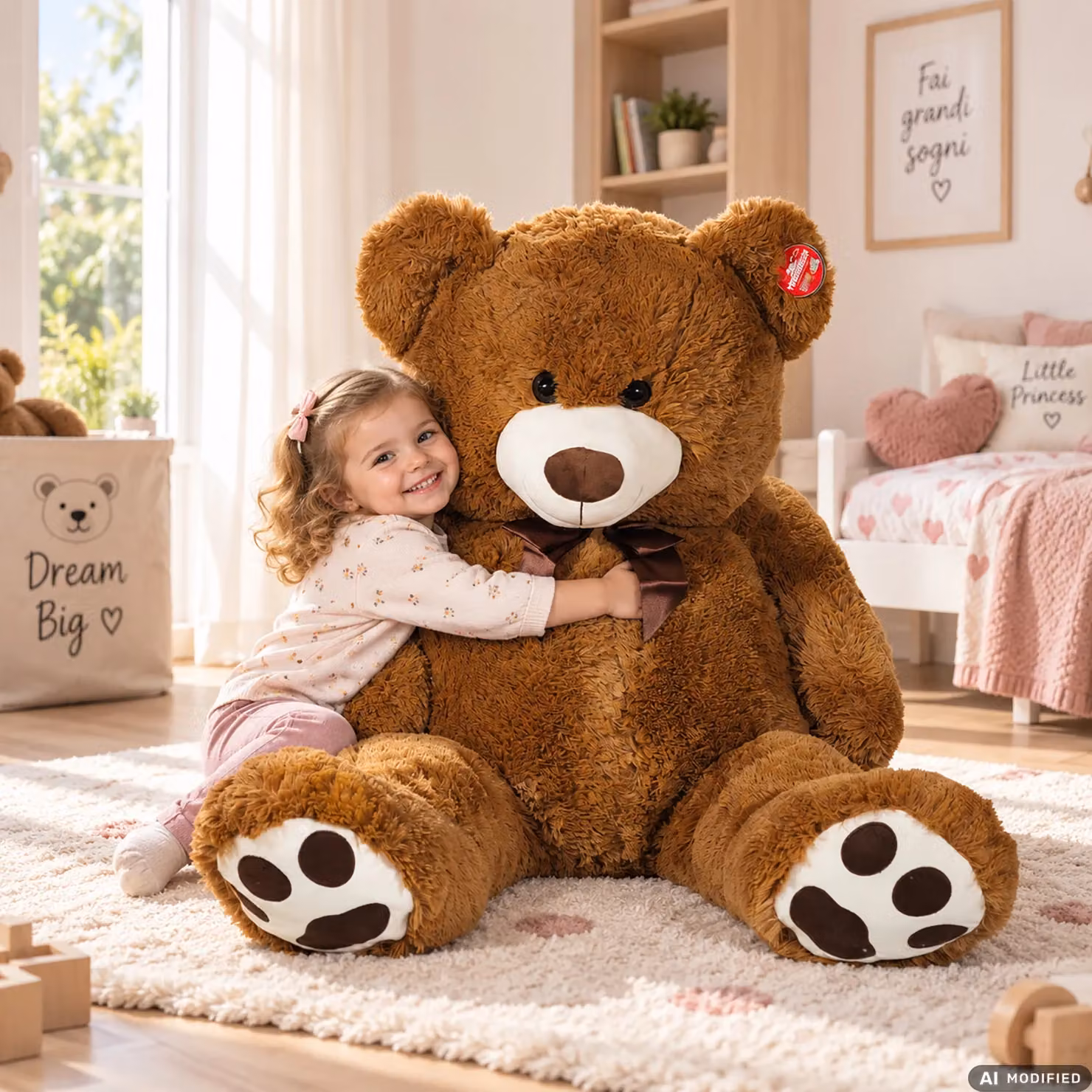 Orso Peluche Gigante Morbidosi TU GIOCHI, Colore Marrone e Beige, Altezza: 105 cm – 2