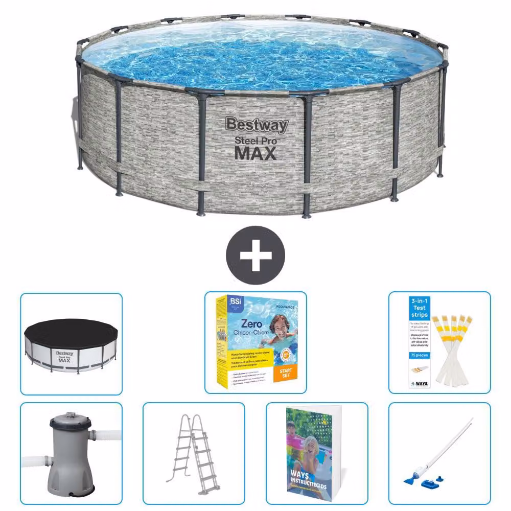Bestway Steel Pro MAX, piscina in acciaio, forma rotonda - 427x122 cm - composta da 6 parti, modello S544