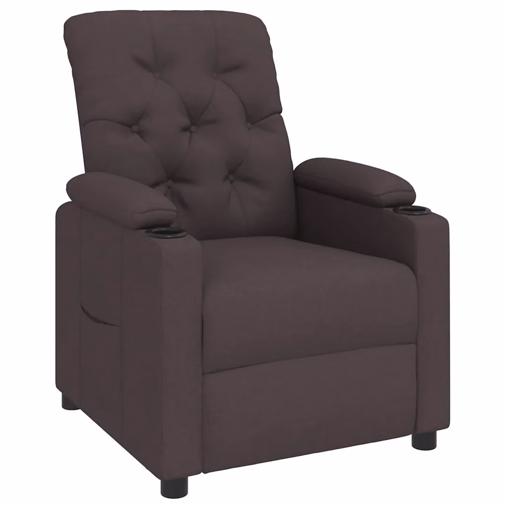 Poltrona Reclinabile Relax vidaXL in Tessuto Marrone con Braccioli e Regolazione Manuale – 2
