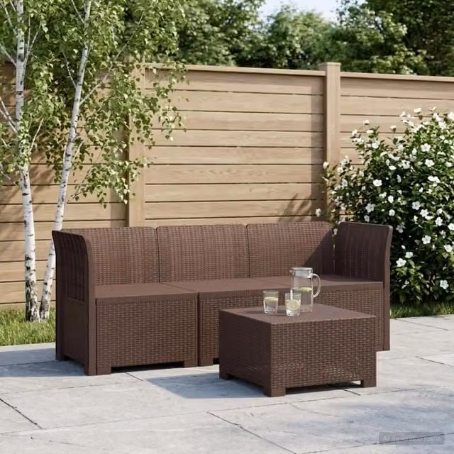 Divano da Giardino a 3 Posti in Aspetto Rattan PP Marrone 3443815