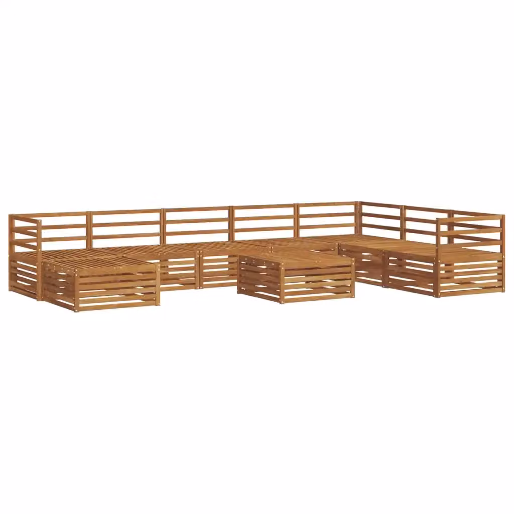 Set di divani da esterno a L vidaXL in legno di acacia massello marrone con 9 pezzi e cuscini inclusi – 2