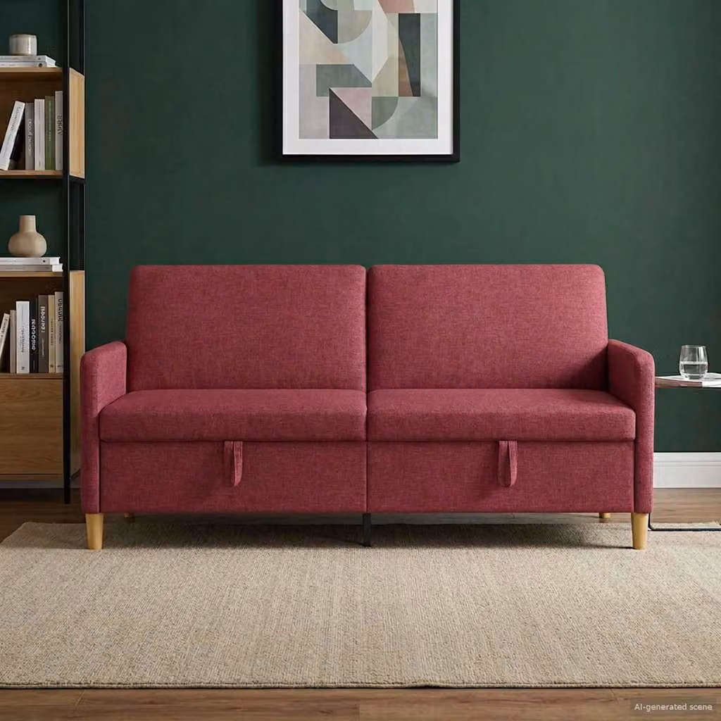 Divano moderno con funzione letto e contenitore vidaXL in tessuto rosso L: 192 cm, P: 78 cm, H: 87 cm