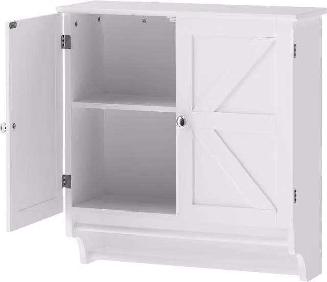 HOMCOM Mobiletto Bagno Pensile Salvaspazio Con 2 Ante E Portasciugamani Bianco   Aosom Italy