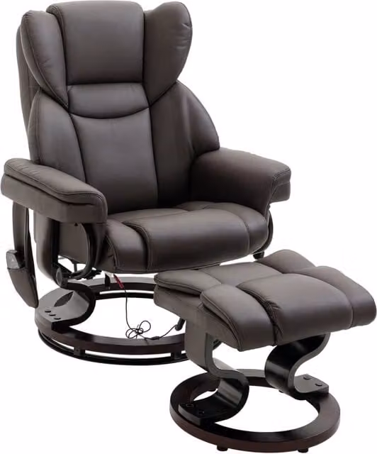 Poltrona relax reclinabile con poggiapiedi ¨C Xylo ¨C 360¡ã girevole massaggiante similpelle marrone