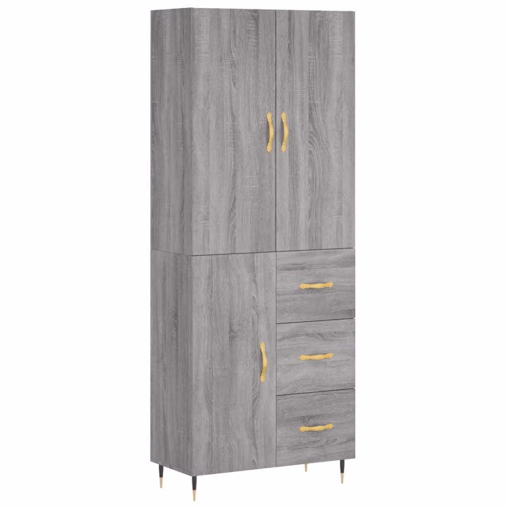 Credenza Grigio Sonoma 69,5x34x180 cm in Legno Multistrato