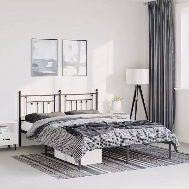 Giroletto vidaXL con testiera in metallo nero L/P/H: 150 x 200 x 156 cm – 1