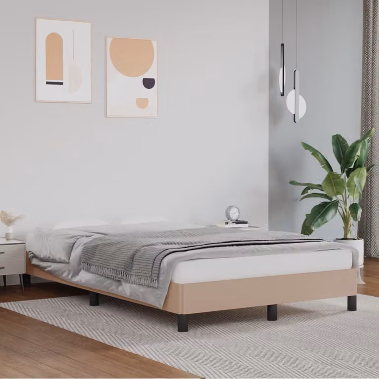 Giroletto vidaXL senza materasso in similpelle beige con struttura in legno e doghe fisse L/P/H: 120 x 200 x 25 cm