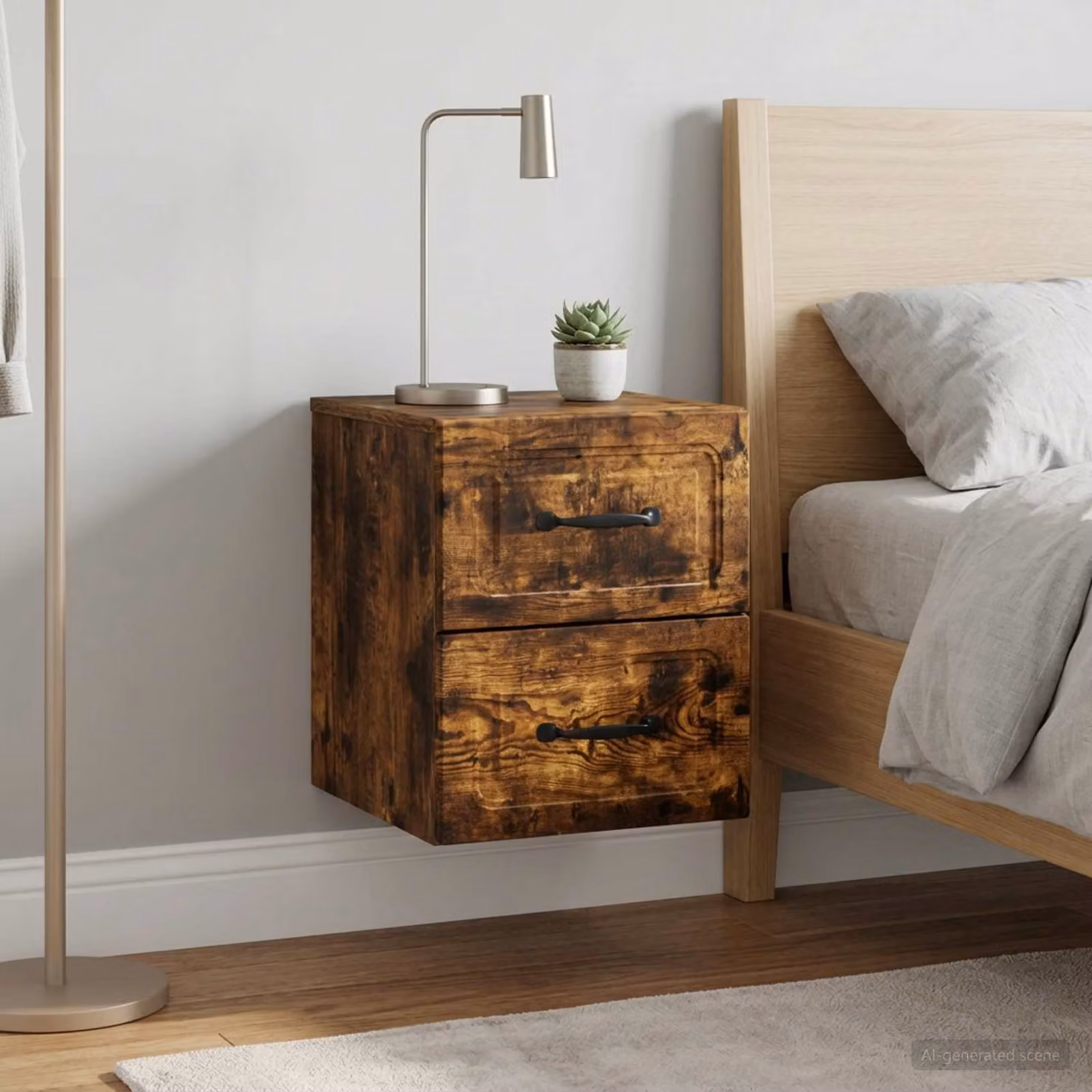 Set di 2 comodini sospesi vidaXL Rovere Fumo L: 34,5 cm, P: 33 cm, H: 40 cm