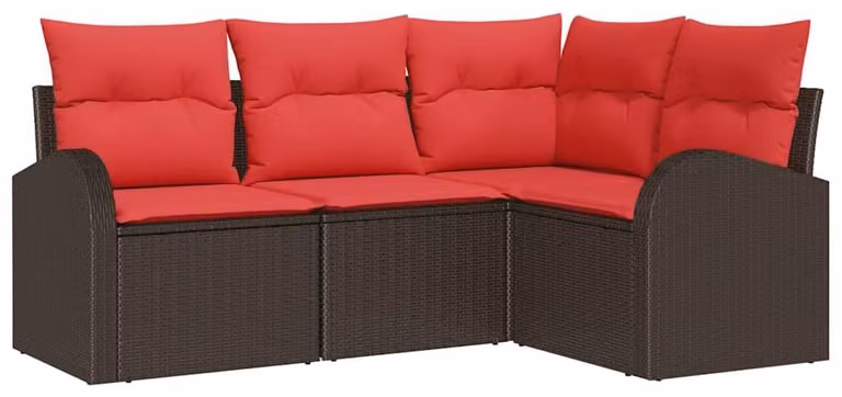 Set Divano da Giardino Marrone polyrattan