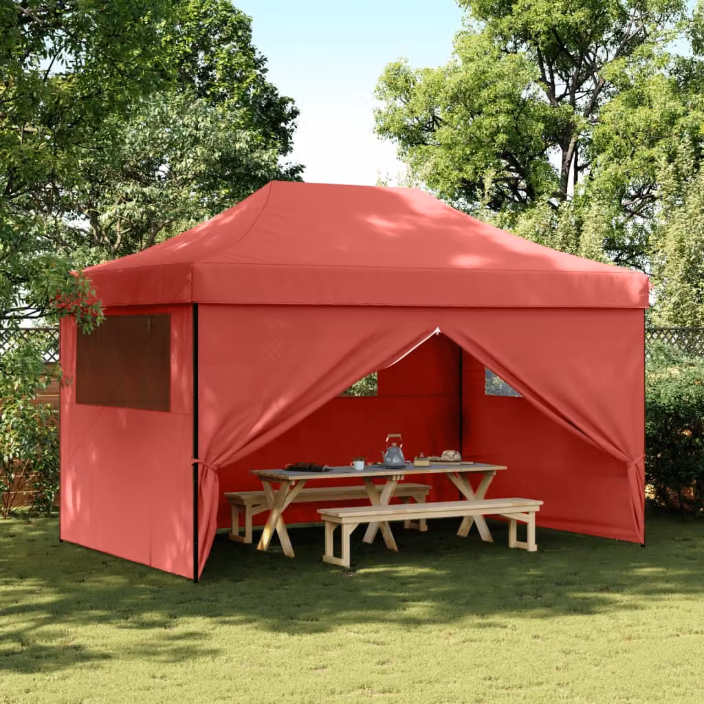 Tendone per feste pieghevole pop-up vidaXL con 4 pareti rosso e nero L/P/H: 440 x 315 x 292 cm