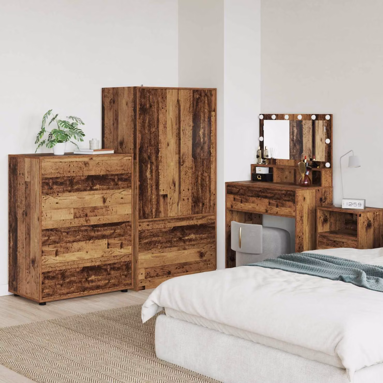 Set di 2 armadi di stoccaggio vidaXL in legno marrone per camera da letto o soggiorno L/P/H: 80 x 48 x 105 cm – 1