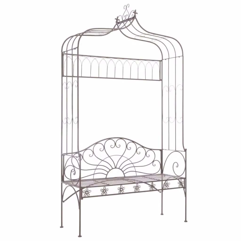 The Living Store Panchina da giardino 122 cm in ferro marrone antico