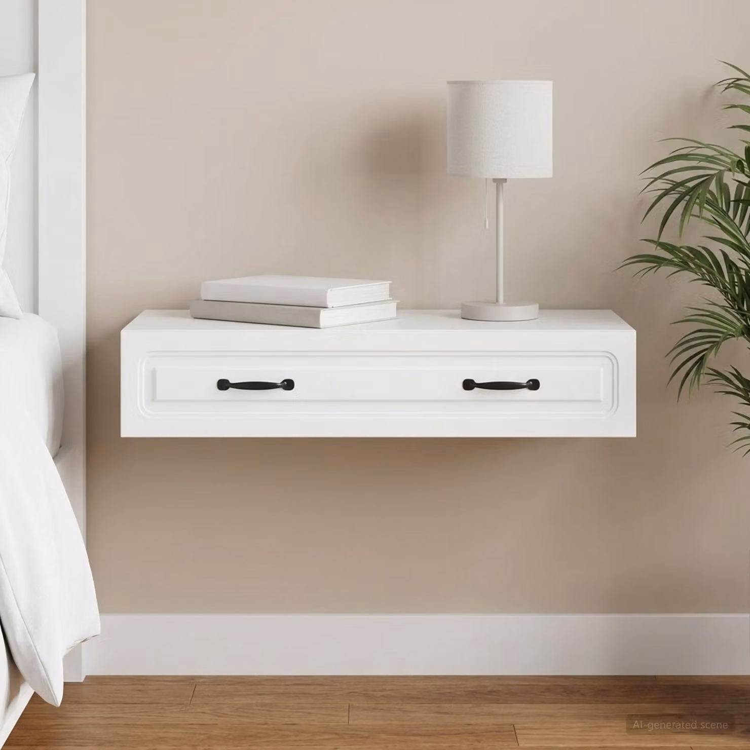 vidaXL Tavolino da Parete Moderno Bianco con Ripiani Interni L: 87,5 cm, P: 34,5 cm, H: 17 cm