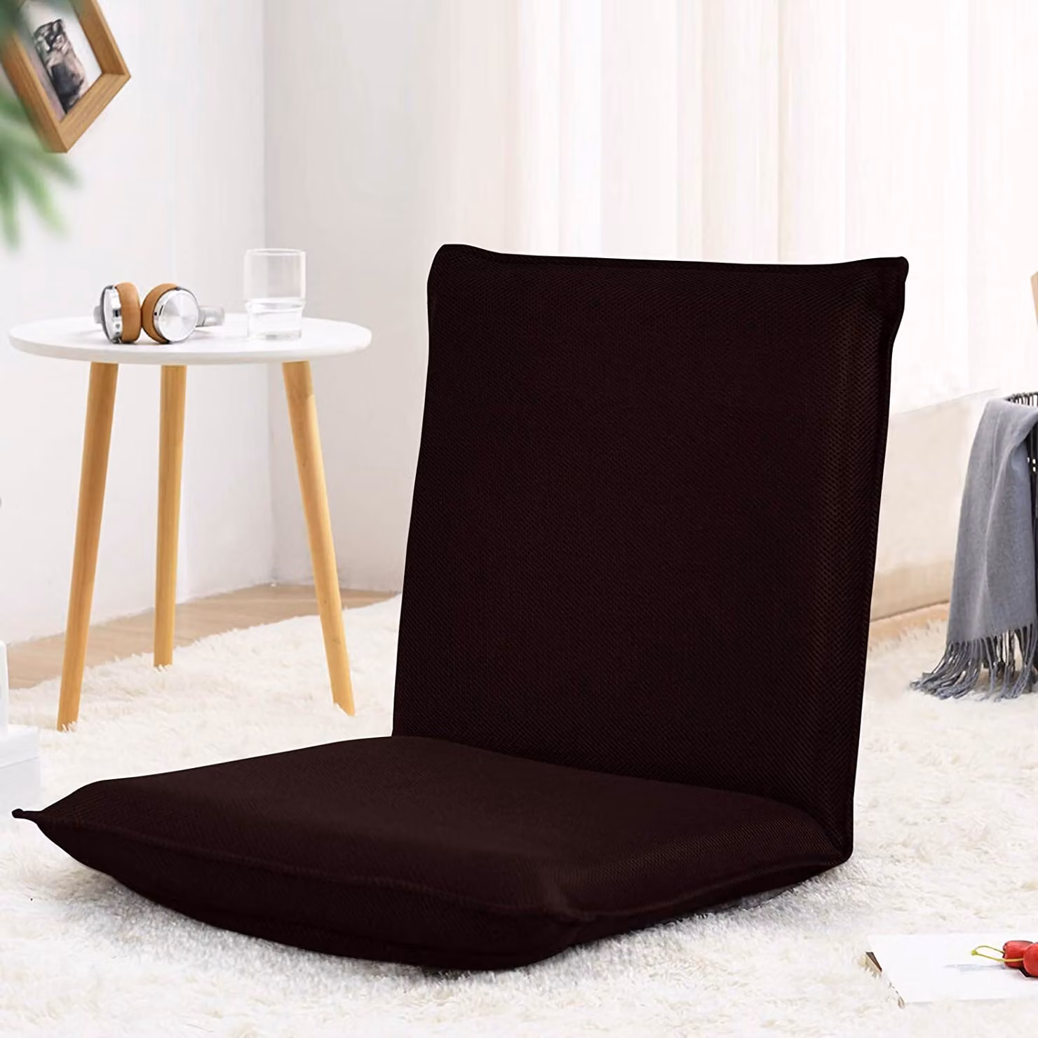 Sedia da pavimento COSTWAY con schienale regolabile a 6 livelli, sedia da pavimento imbottita, sedia da gioco, lettino relax, divano pigro, portata 150 kg, sedia da meditazione caffè