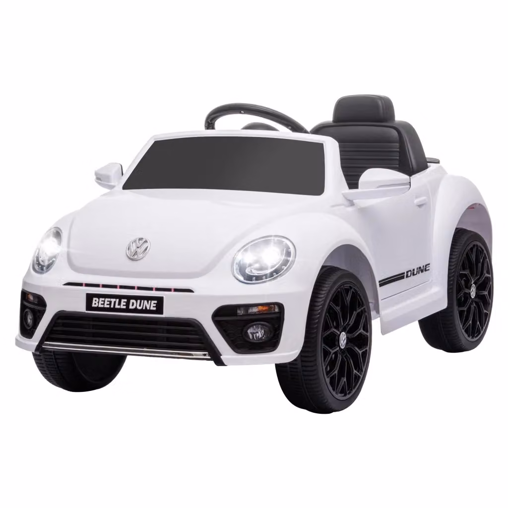 Auto Elettrica Bambini VW Beetle zephmum Bianca con Telecomando e Luci e Suoni – 2