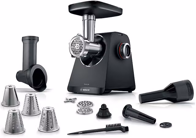 Tritacarne Bosch MultiPower MFWS440B Nero, 1900 W, con velocità regolabile e accessori inclusi