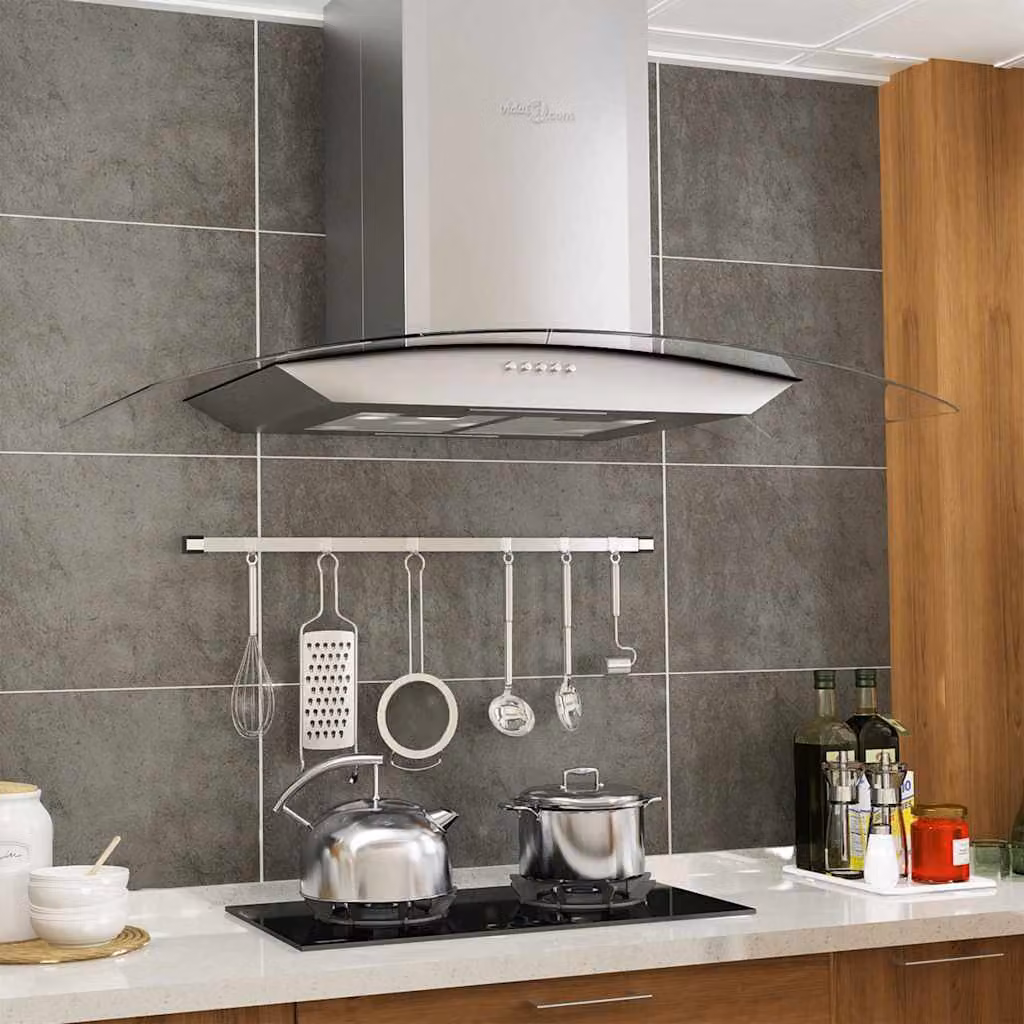 Cappa Aspirante a Muro vidaXL in Acciaio Inossidabile e Vetro, Colore Argento, 90 cm, 756 m³/h con Display LED