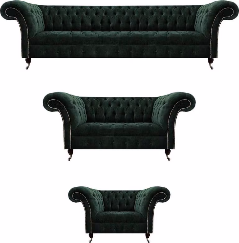 Chesterfield Sofagarnitur 3tlg Luxuriöse Modern Polstermöbel Designer Sofas