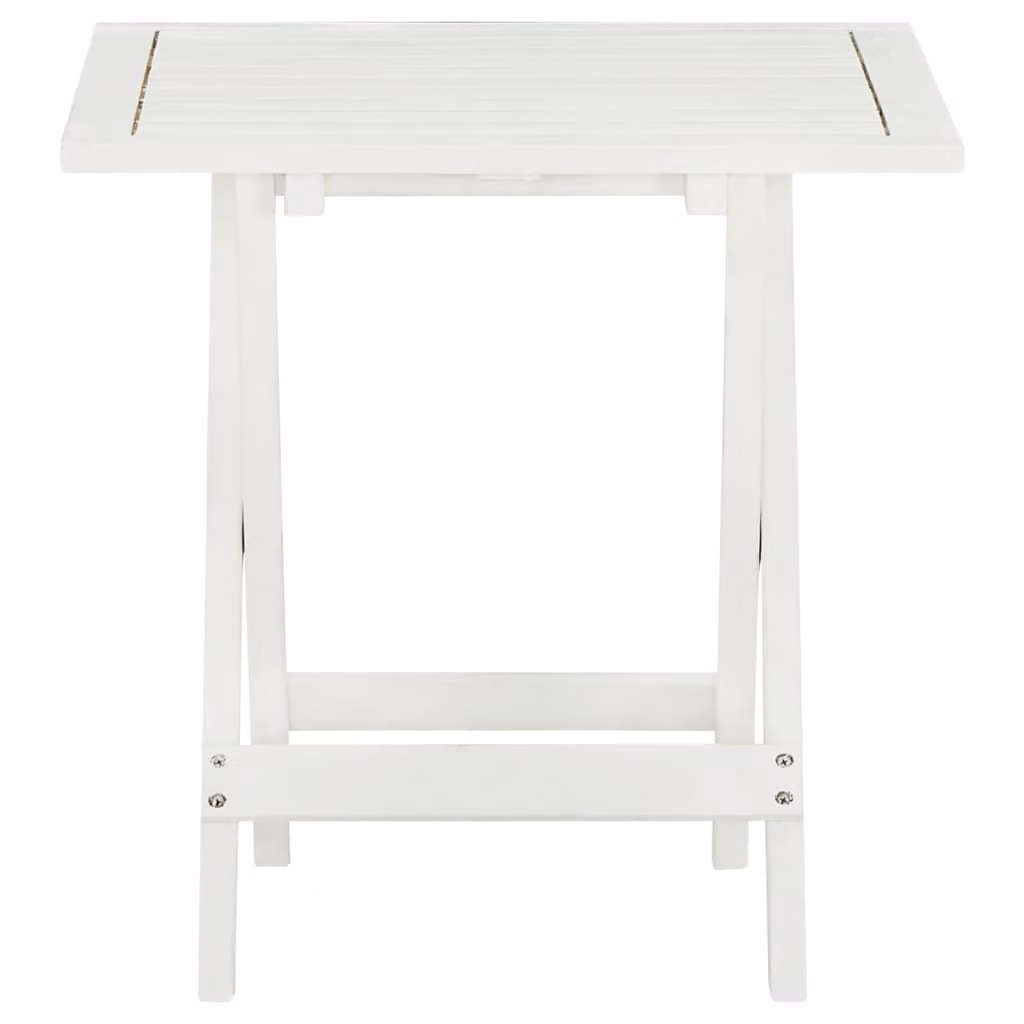 Tavolo da Bistrot Bianco 46x46x47cm in Legno Massello di Acacia