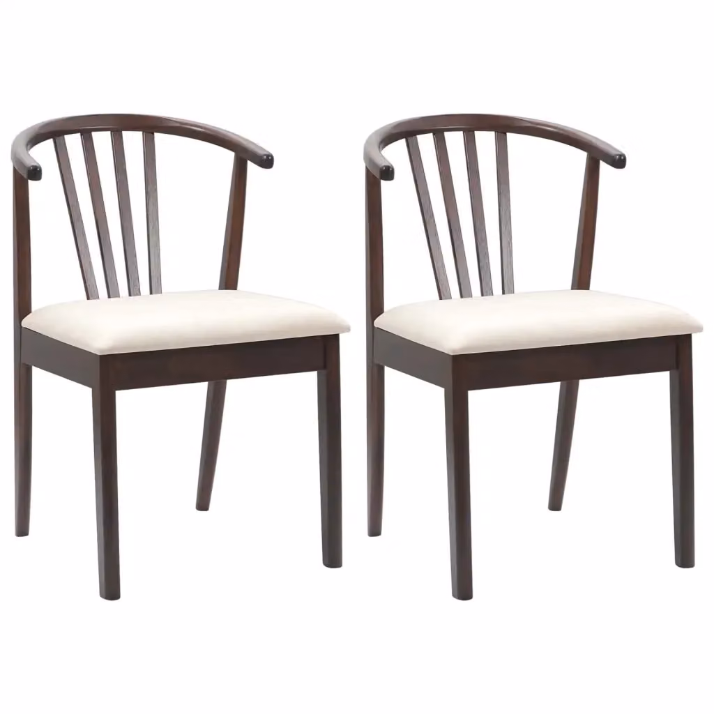 Set di 2 sedie da pranzo vidaXL in legno di gomma marrone con braccioli L/P/H: 51 x 61 x 80,5 cm – 2