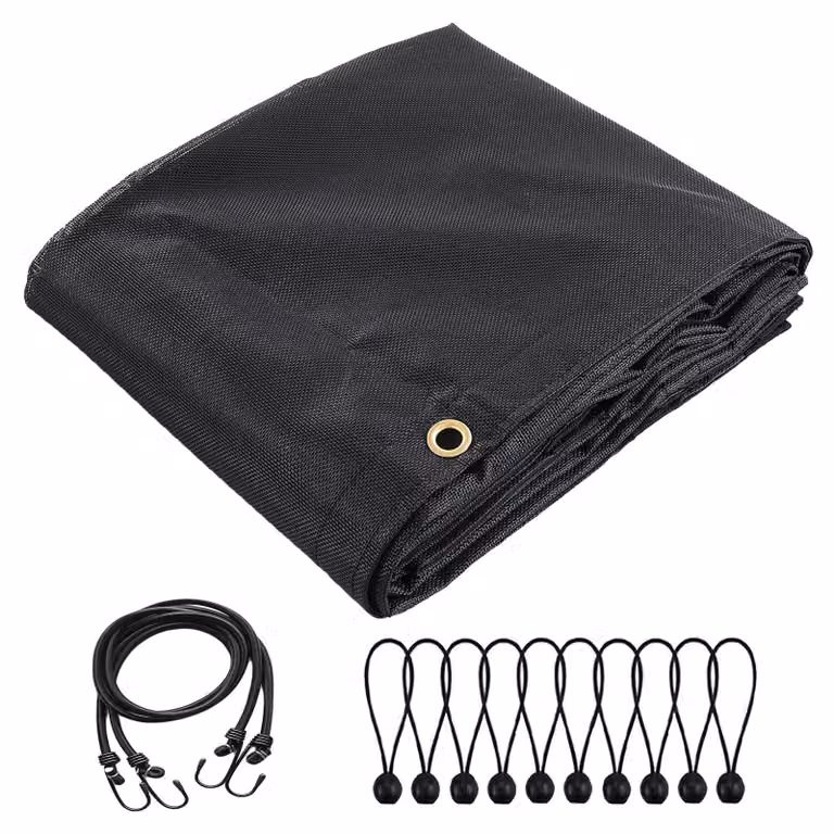 Telo in rete per autocarri ribaltabili - Telo di copertura - Per carichi pesanti 1000D 18 oz - Doppia cucitura - 7x18 ft (2,13x5,49 m) - Nero
