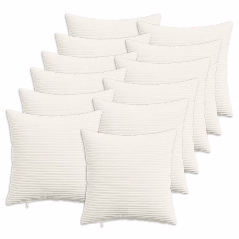 Set di 12 federe vidaXL HEERLEN in velluto a coste, colore crema/beige, 45 x 45 cm