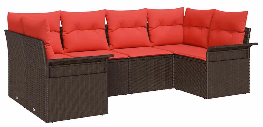 Set Divano da Giardino 6 pcs Marrone Poly Rattan