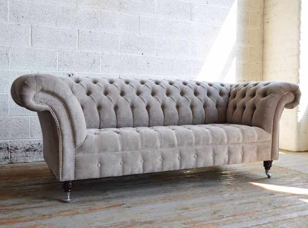 Chesterfield Design Luxus Polster Sofa Couch Sitz Garnitur Leder #155