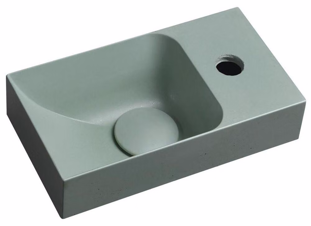Lavabo in cemento PICCOLINO 30,8x17 cm, rubinetto a destra, verde opaco