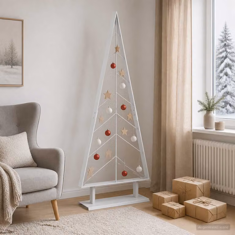 Albero di Natale moderno in metallo vidaXL KUOPIO colore bianco, Altezza: 125 cm