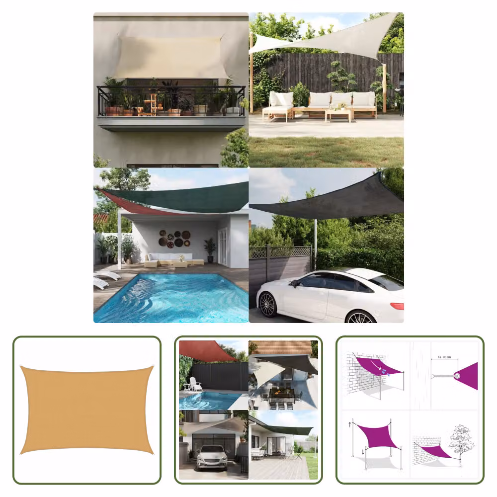The Living Store Tenda da sole 160 g/m² rettangolare color sabbia 3x4 m HDPE