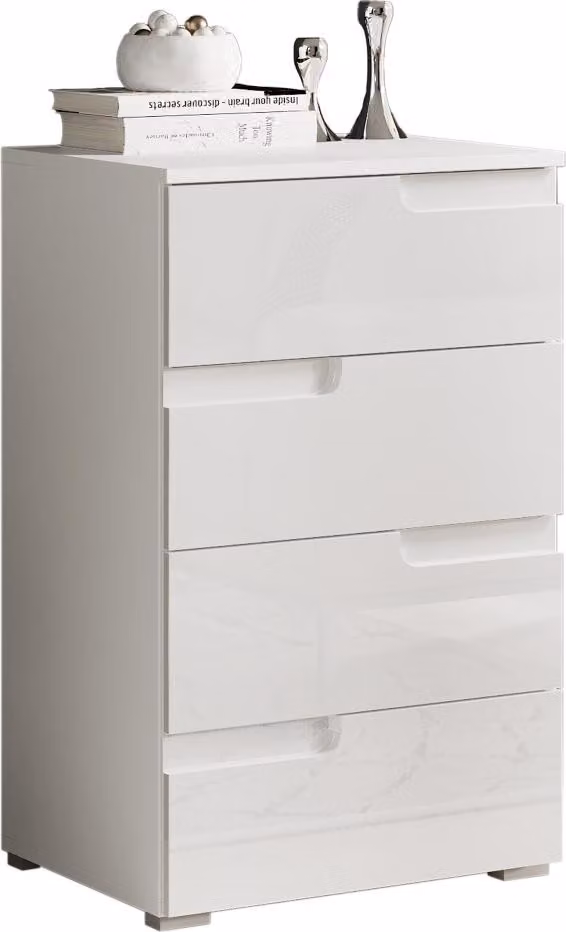 Cassettiera SPICE 2 in bianco lucido, 4 cassetti, larghezza 50 cm