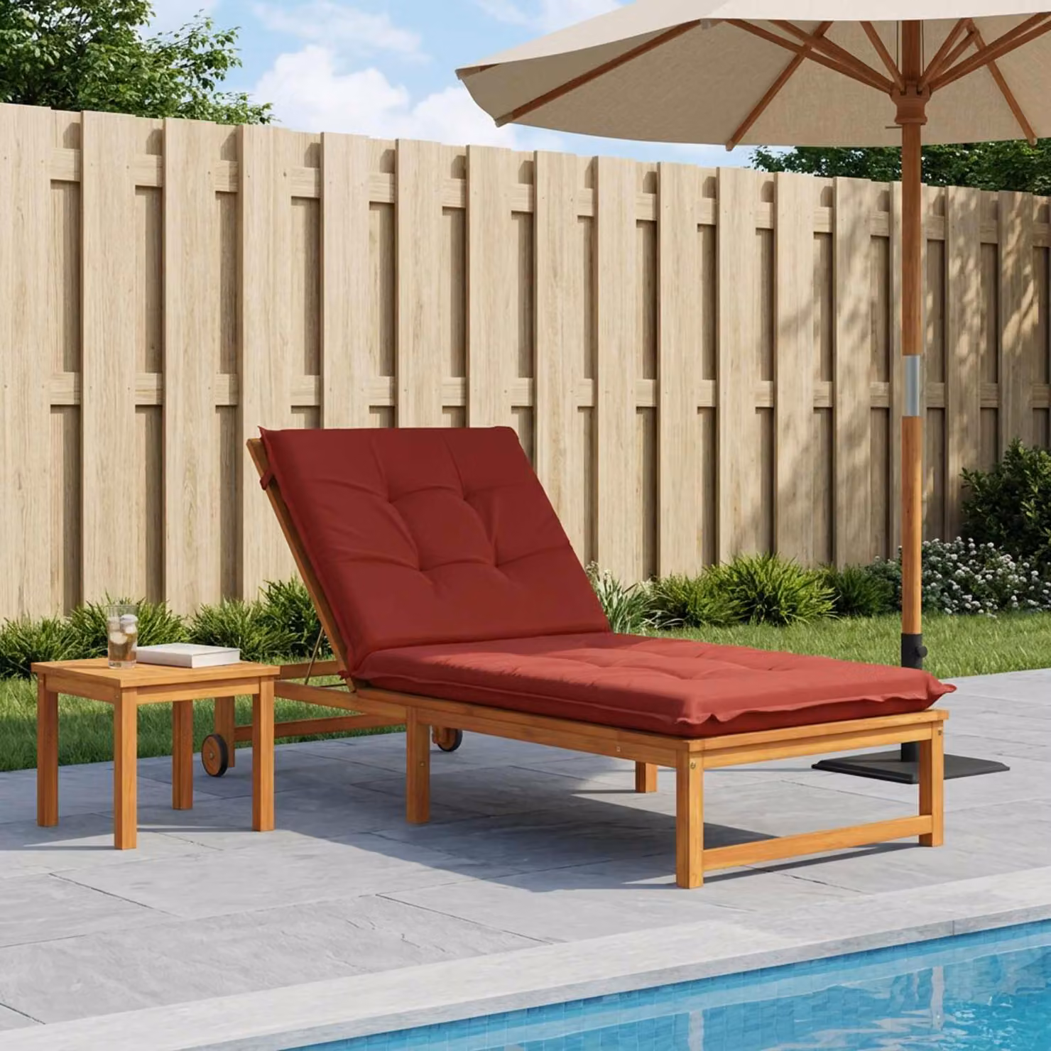 vidaXL Cuscino per Lettino GEMERT Rosso, in Poliestere con Rivestimento Lavabile e Resistente ai Raggi UV