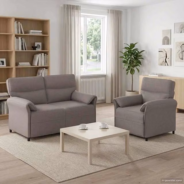 Set di divani 2 pz Tortora Tessuto 3424849