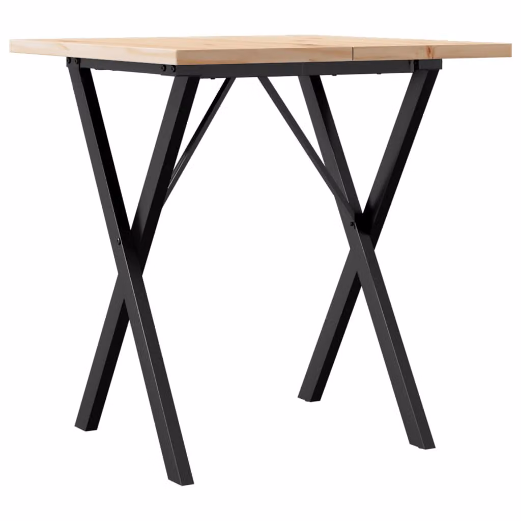 Tavolo da Pranzo Telaio a X 70x70x75,5 cm Legno Pino e Acciaio