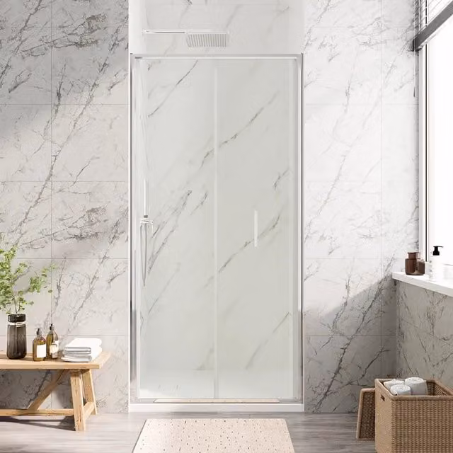 Porta doccia 75cm con apertura a libro profili slim cromati vetro 6mm trasparente h190 | Portofino