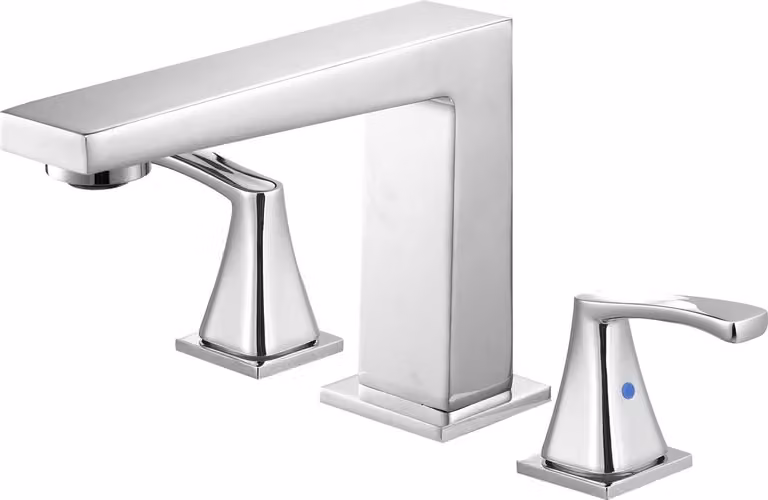 Miscelatore per vasca da bagno - Set di rubinetti a 3 fori per vasca da bagno - 2 maniglie - acciaio inox - da incasso - argento