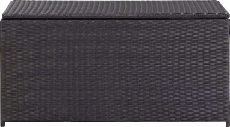 Baule da Giardino in Polyrattan 100x50x50 cm Nero