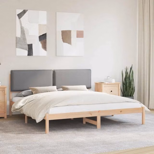 Letto con Testiera Rivestita-Struttura Letto con Testiera Grigio chiaro 180 x 200 cm 738985