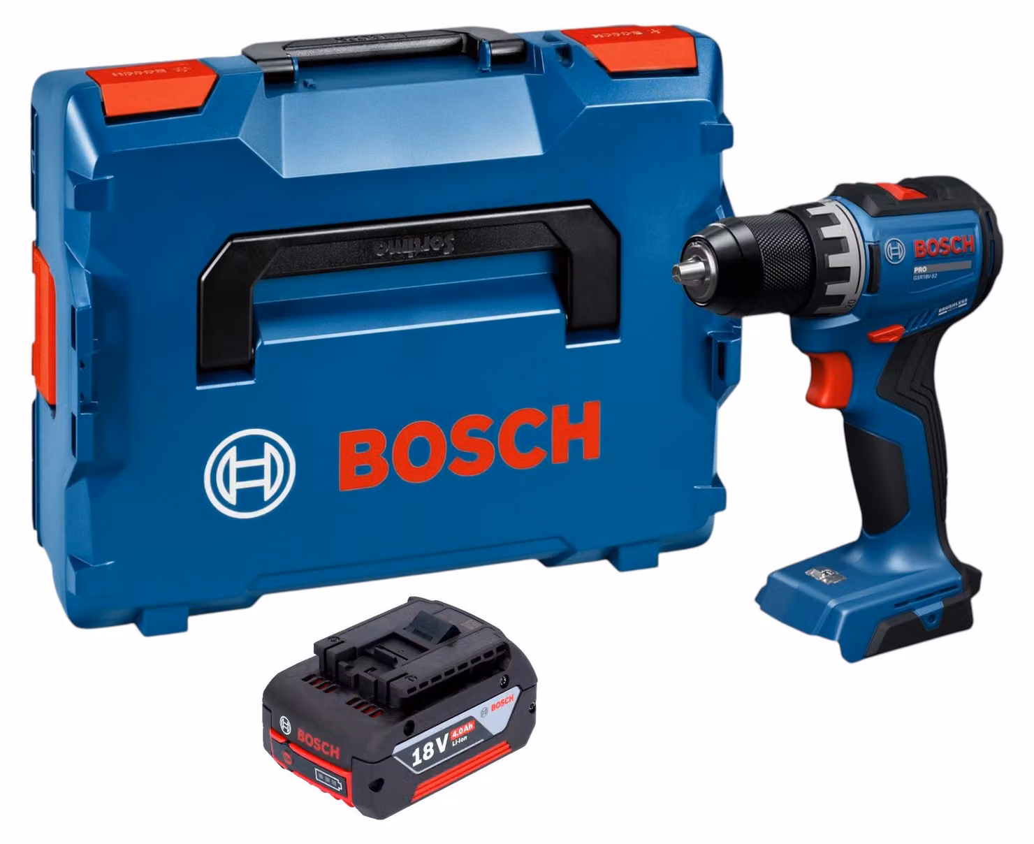 Trapano avvitatore a batteria Bosch GSR 18V-52 Professional 18 V 70 Nm brushless + 1 batteria da 4,0 Ah + L-Boxx - senza caricabatterie